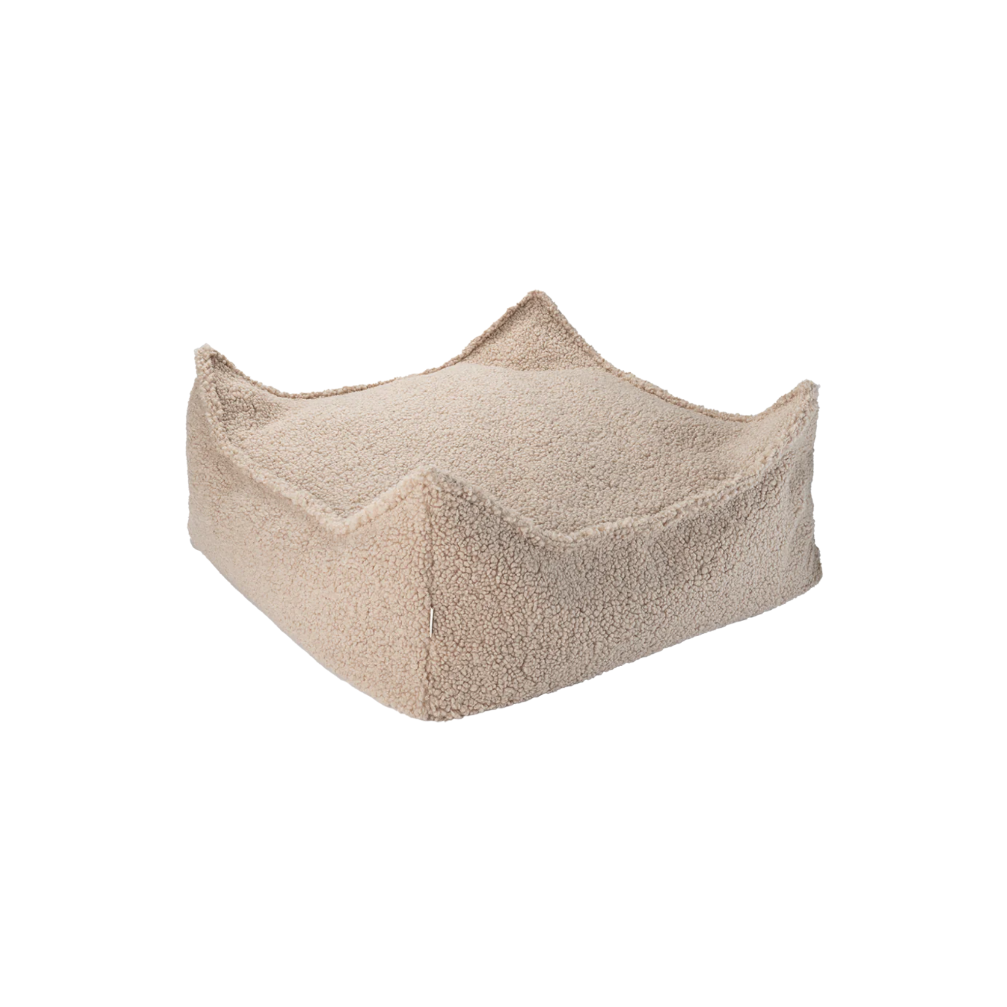 Vierkante poef | 60 x 60 cm | Beige teddystof
