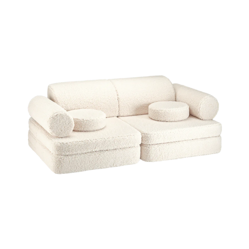 Modulaire kinderbank & speelset | 9-delig | Crème teddystof