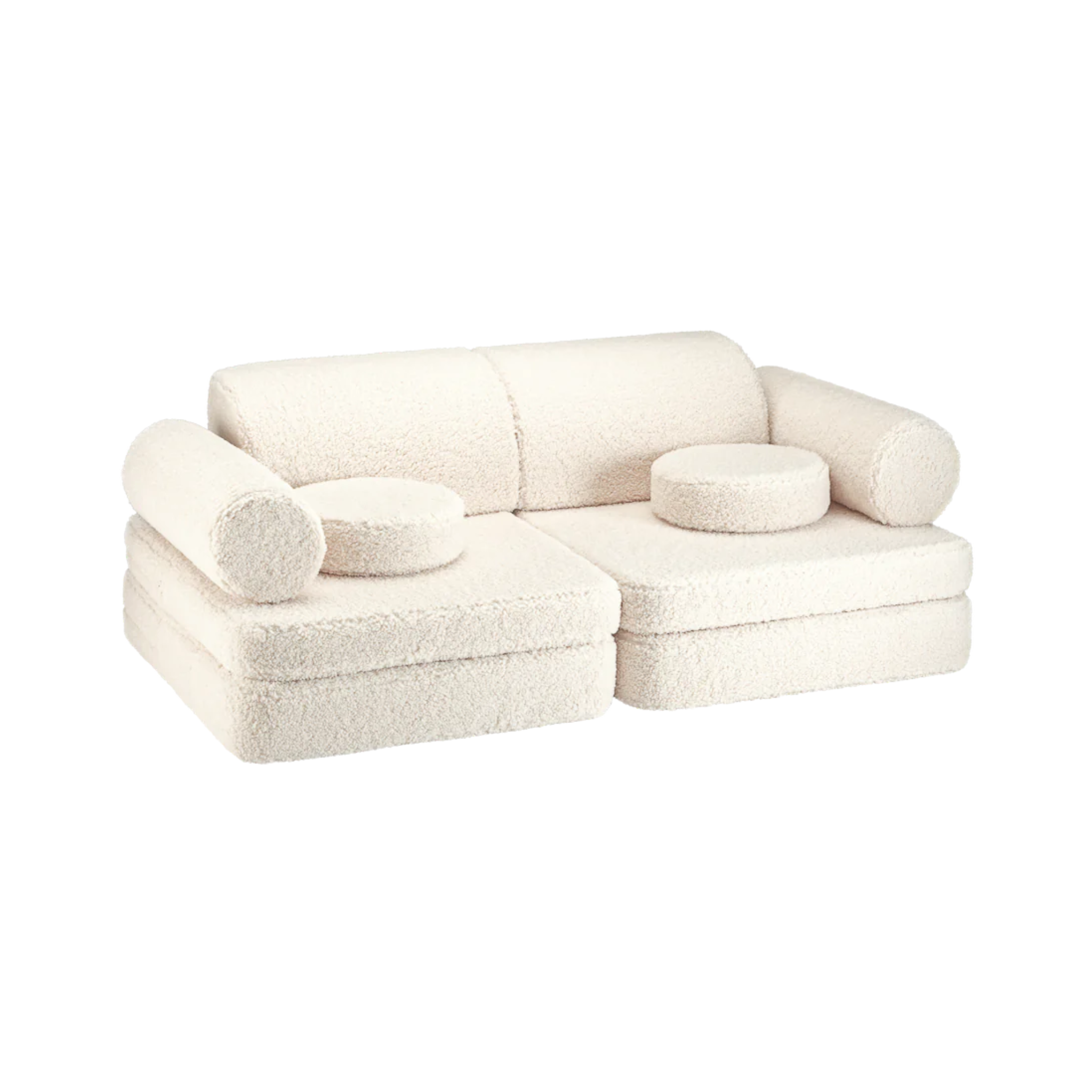 Modulaire kinderbank & speelset | 9-delig | Crème teddystof