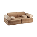 Modulaire kinderbank & speelset | 9-delig | Bruine & beige ribstof