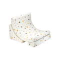 Loungestoel in 3 delen die je ook los van elkaar kunt gebruiken om mee te spelen en stapelen. Wit met gekleurde vlekjes. Geweldige stoel voor in de kinderkamer.
