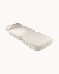 Kinder loungestoel & logeerbed | Flip | Off-white ribstof