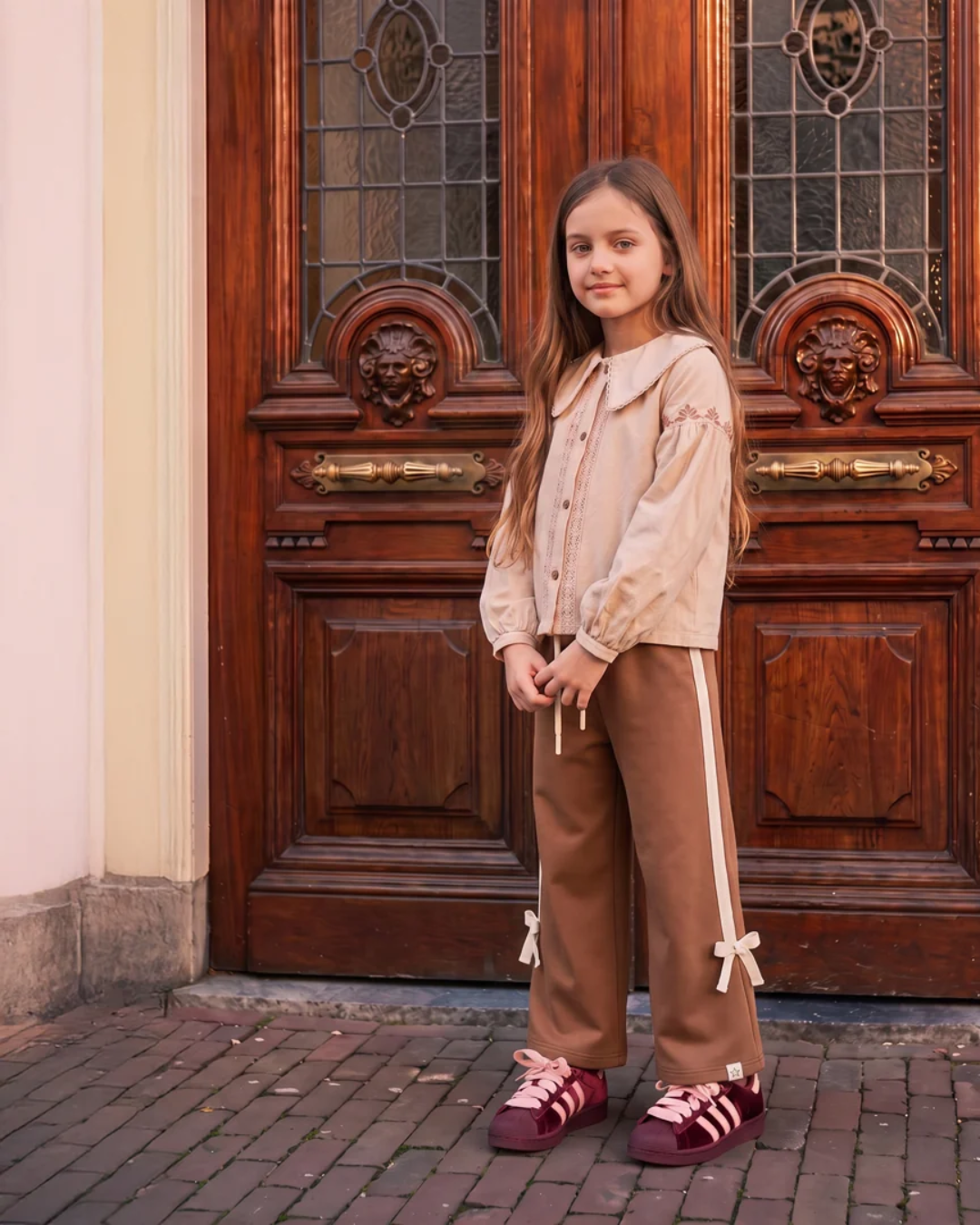 Pre-order | Meisjes blouse | Geweven katoen | White swan