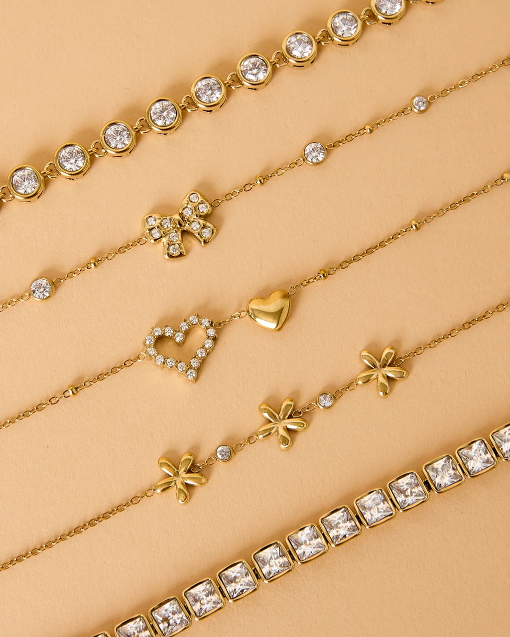 Armband | Zirconia bow | Goud