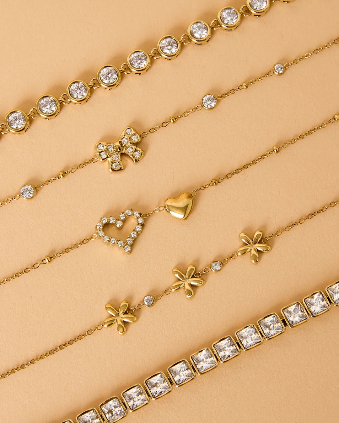 Armband | Zirconia bow | Goud